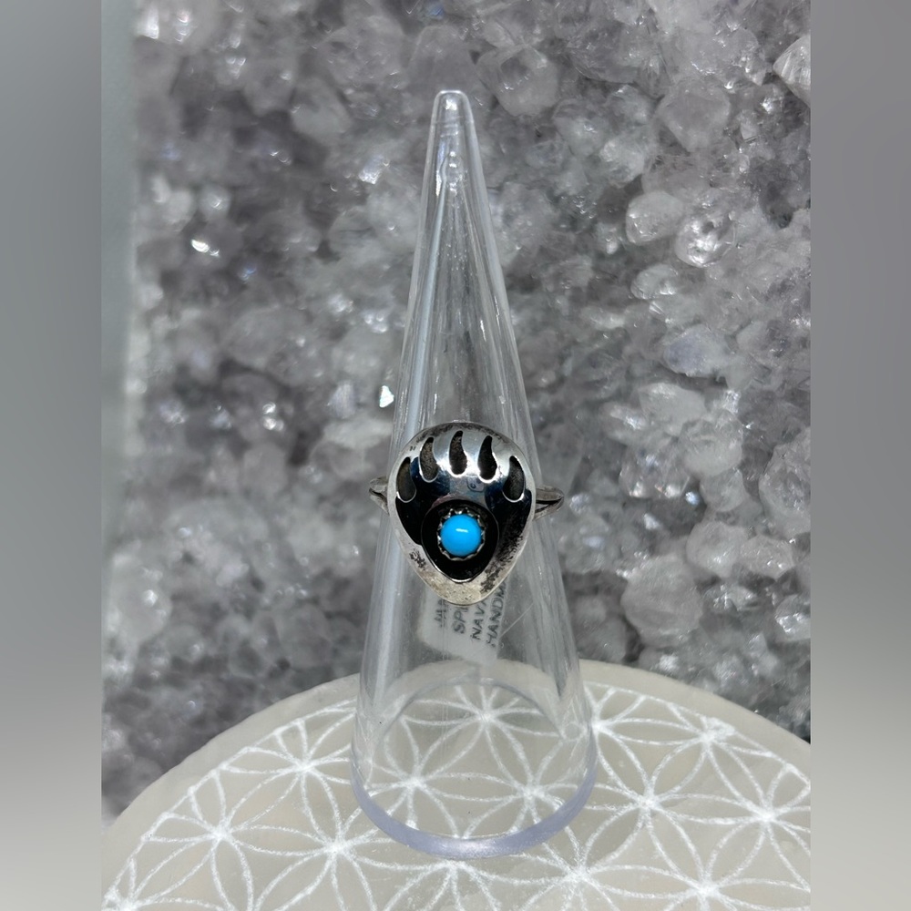Native Turquoise Bear Claw Ring